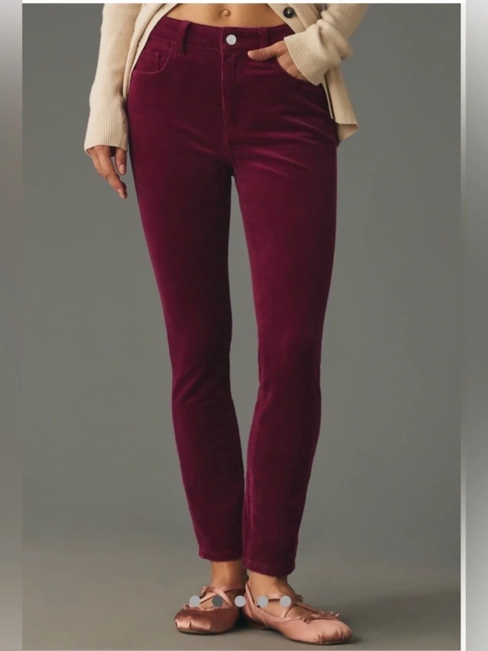 Anthropologie Pilcro Wine Corduroy High-Rise Skinny Pants Women’s Sz 27
